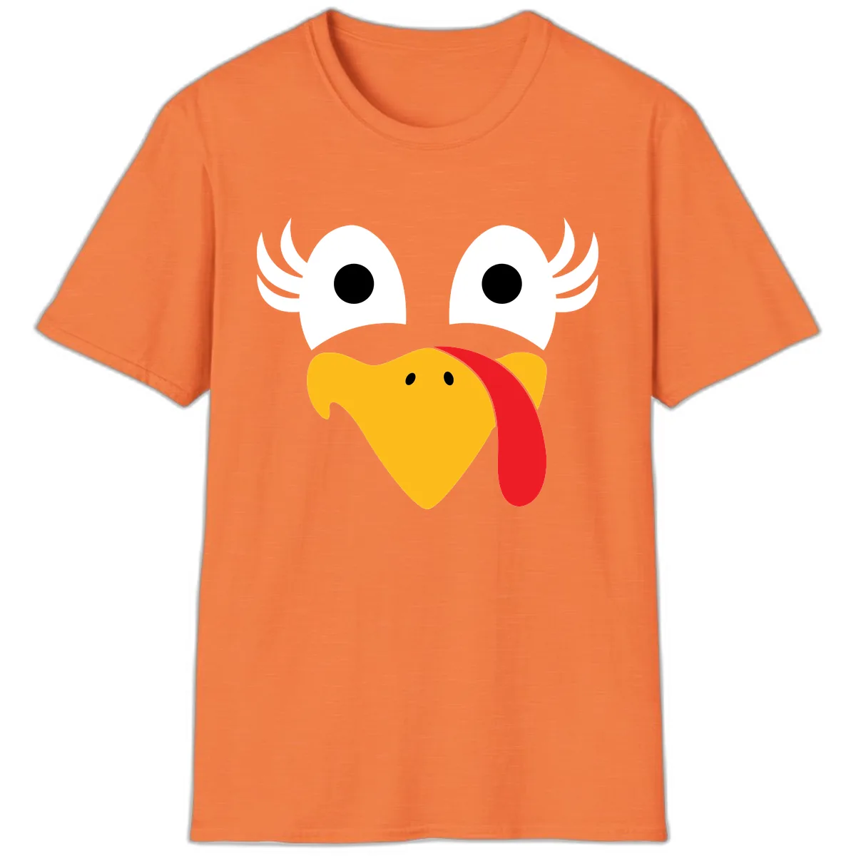 Funny Turkey Face Thanksgiving Design T-Shirt in Heather Orange
