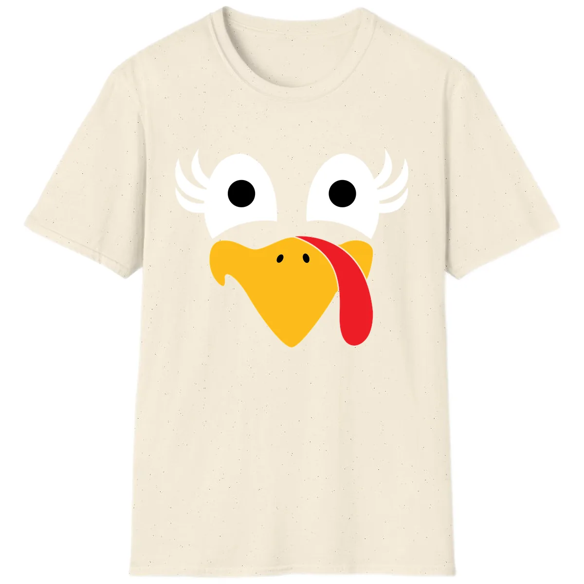 Funny Turkey Face Thanksgiving Design T-Shirt in Natural