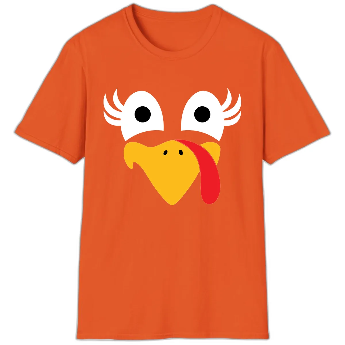 Funny Turkey Face Thanksgiving Design T-Shirt in Orange