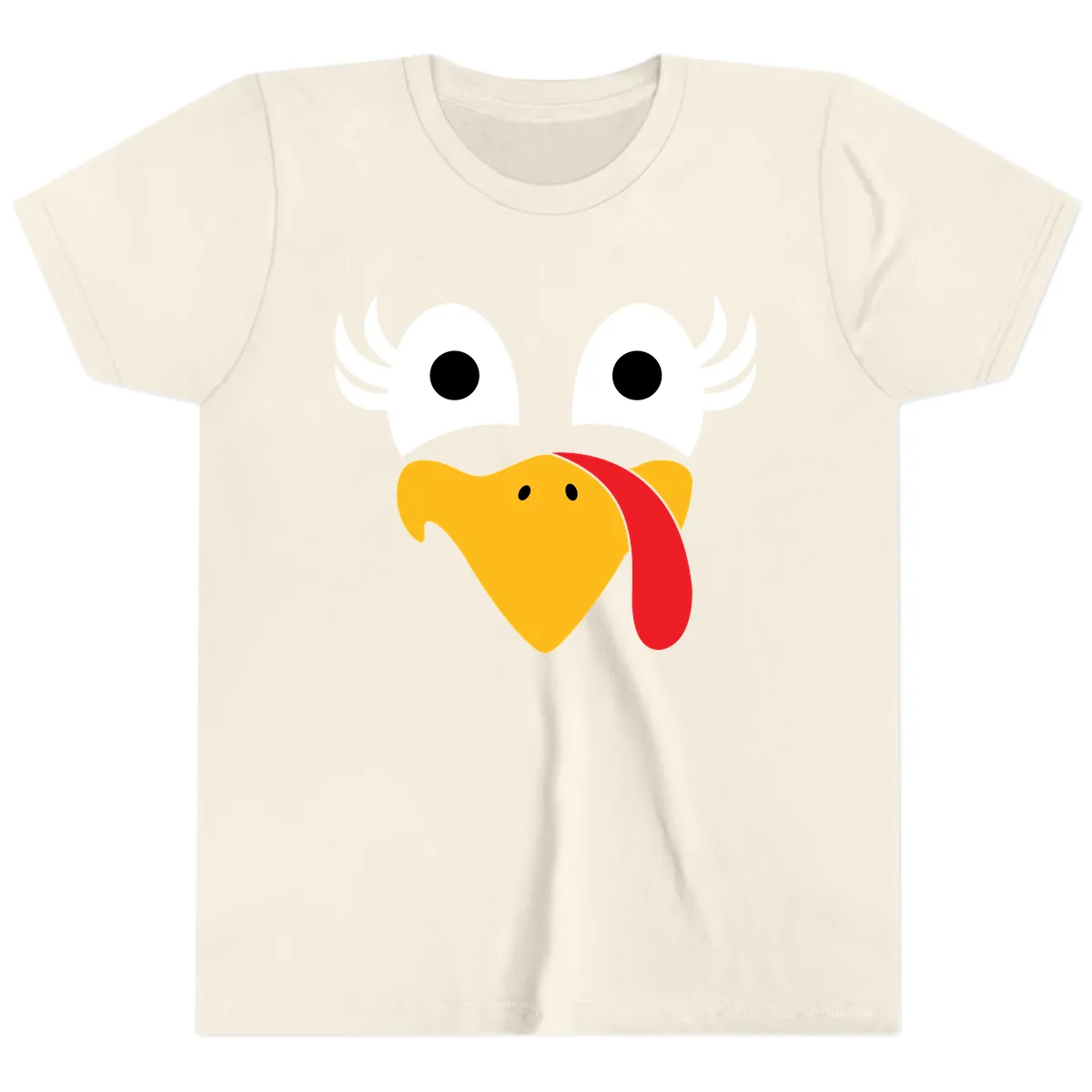 Funny Turkey Face Thanksgiving Design Youth T-Shirt in Natural