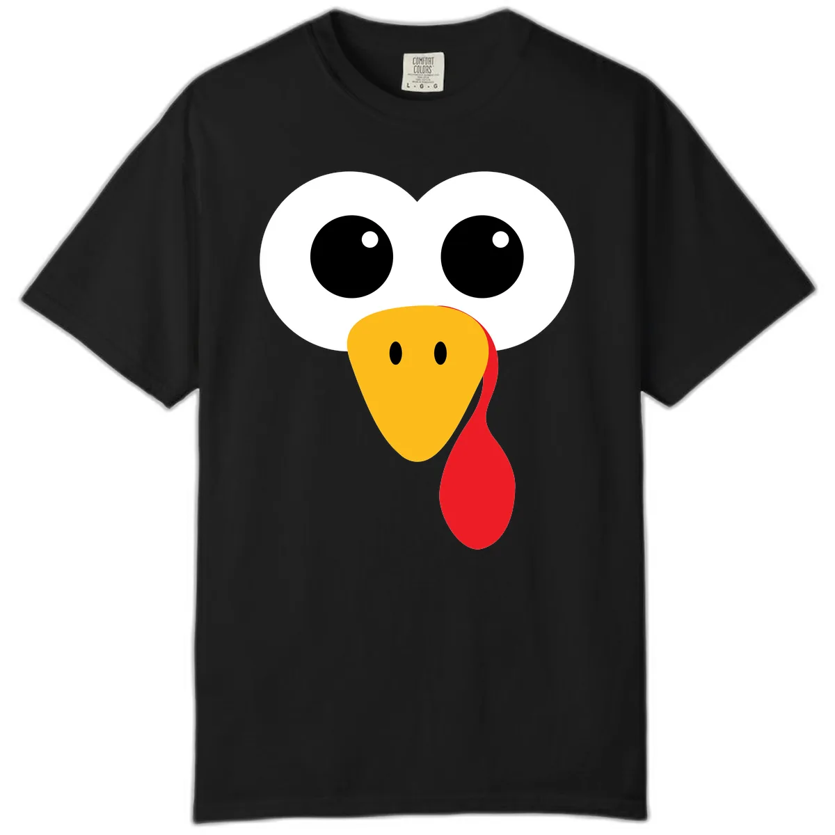 Funny Turkey Face Thanksgiving Design Comfort Color in Black