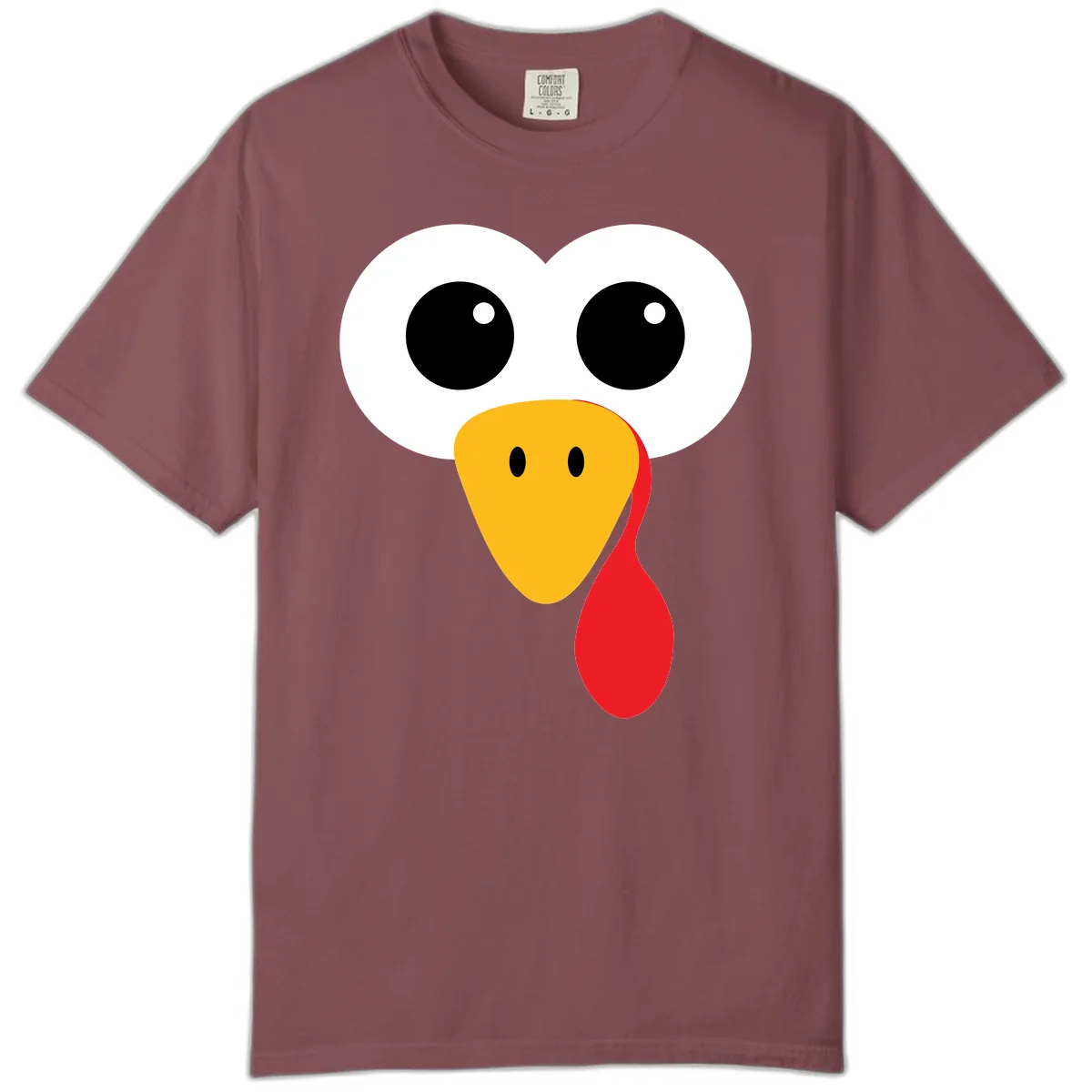 Funny Turkey Face Thanksgiving Design Comfort Color in Brick