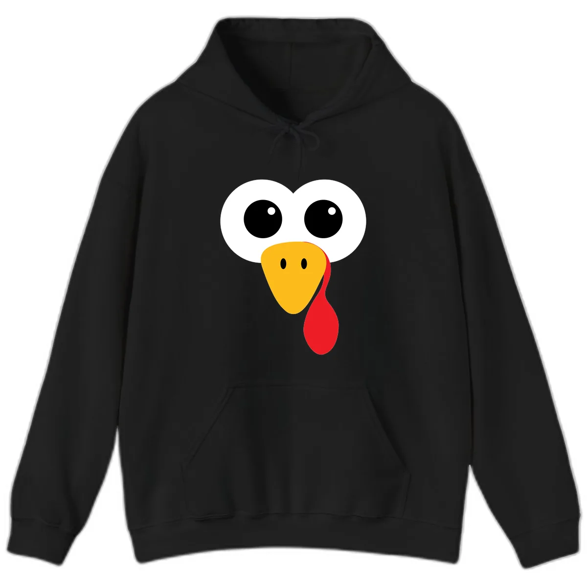 Funny Turkey Face Thanksgiving Design Hoodie in Black