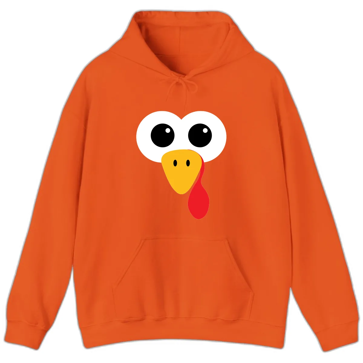Funny Turkey Face Thanksgiving Design Hoodie in Orange