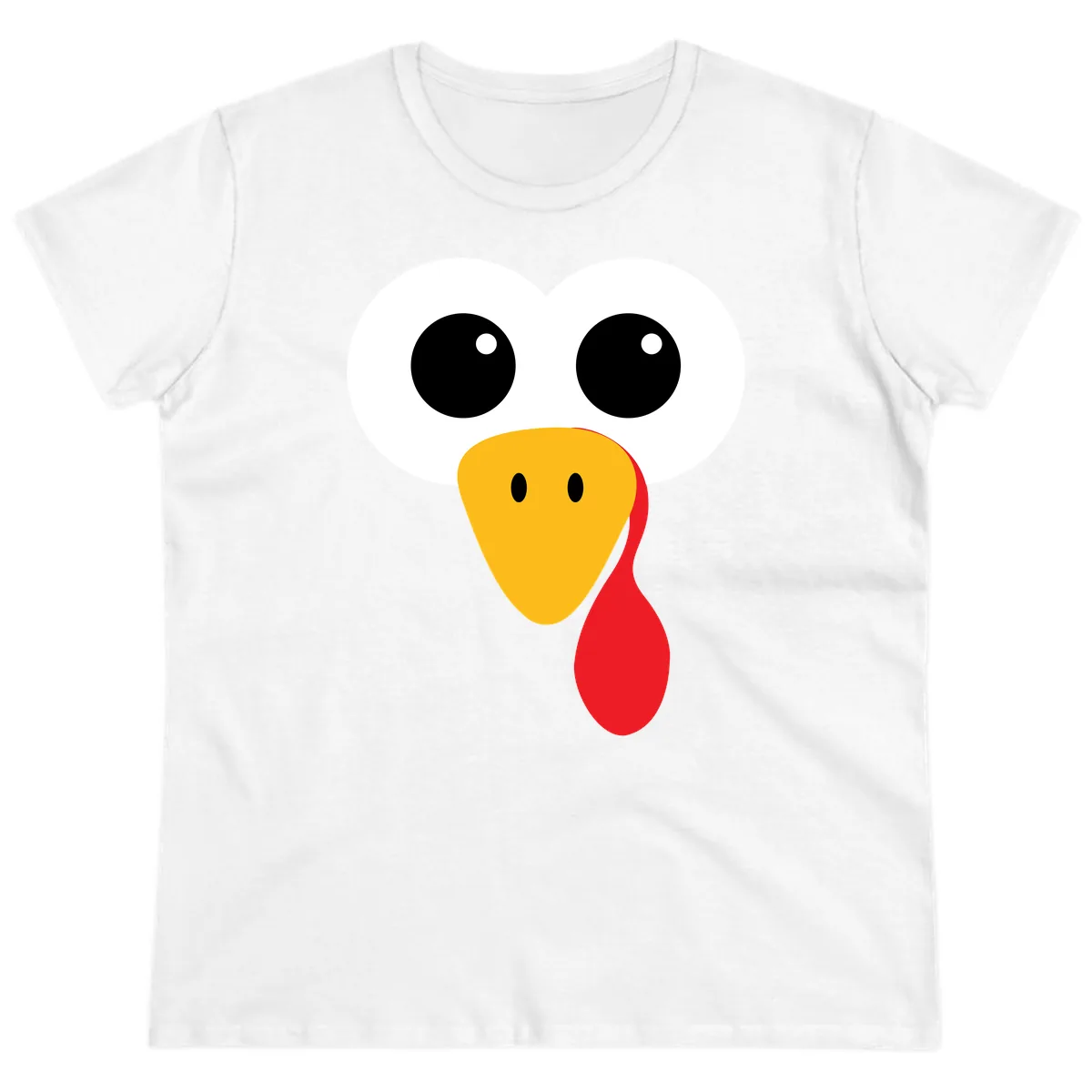 Funny Turkey Face Thanksgiving Design Ladies Tee in White