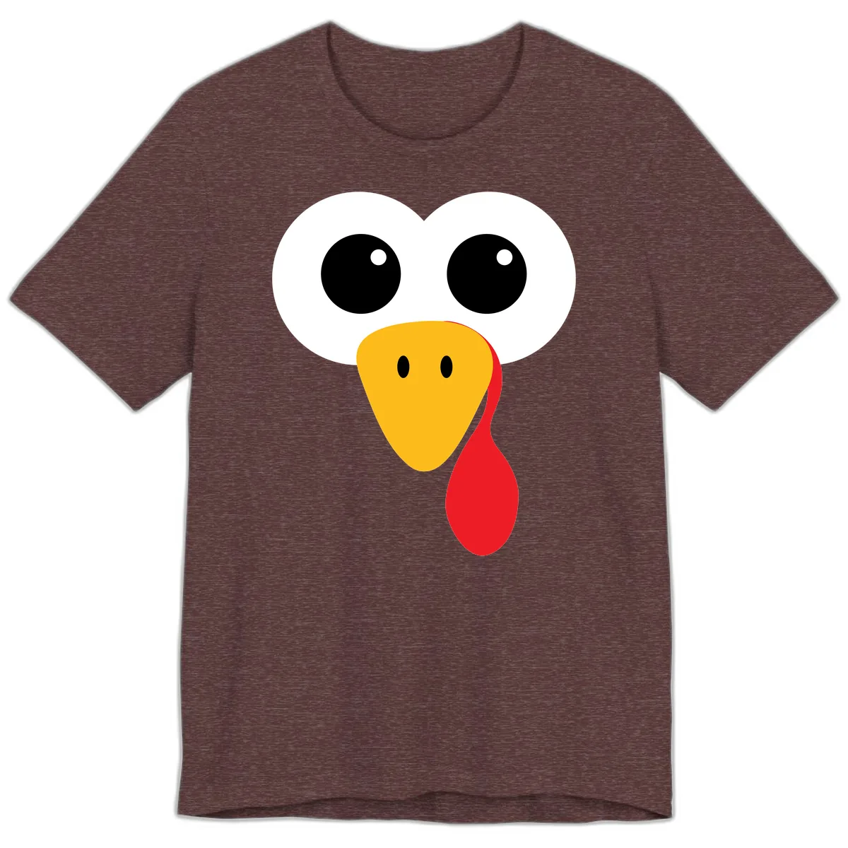 Funny Turkey Face Thanksgiving Design Premium T-Shirt in Heather Maroon