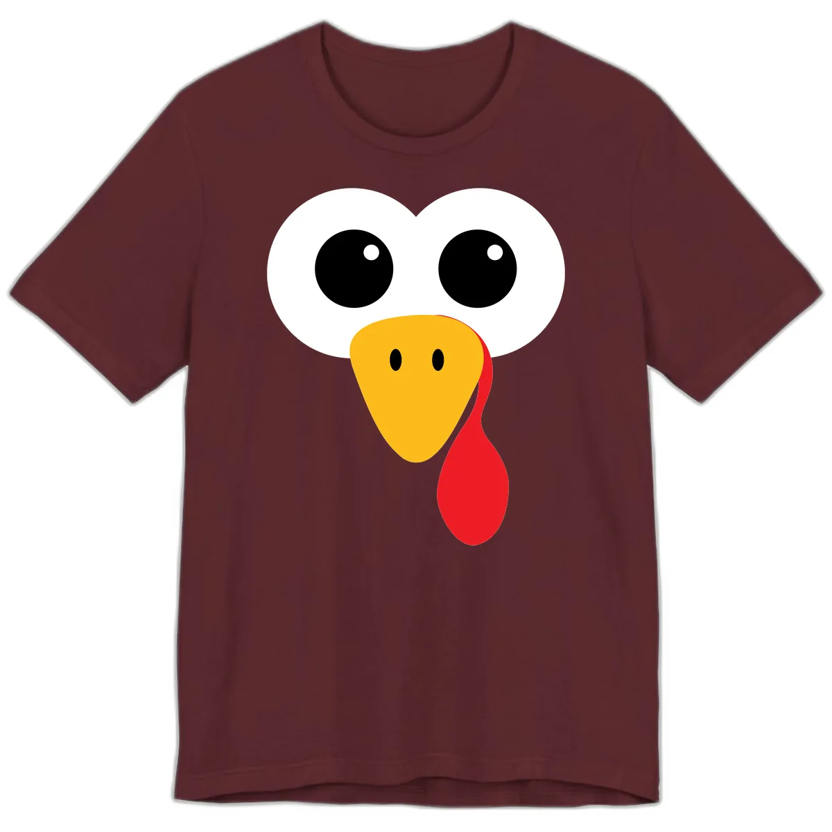 Funny Turkey Face Thanksgiving Design Premium T-Shirt in Maroon