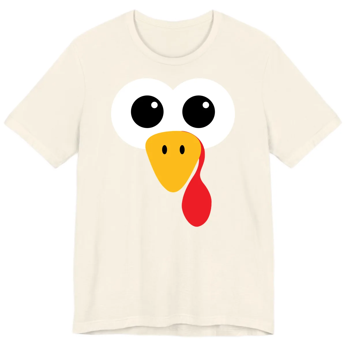 Funny Turkey Face Thanksgiving Design Premium T-Shirt in Natural