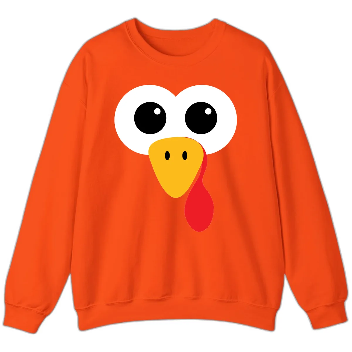 Funny Turkey Face Thanksgiving Design Sweatshirt in Orange