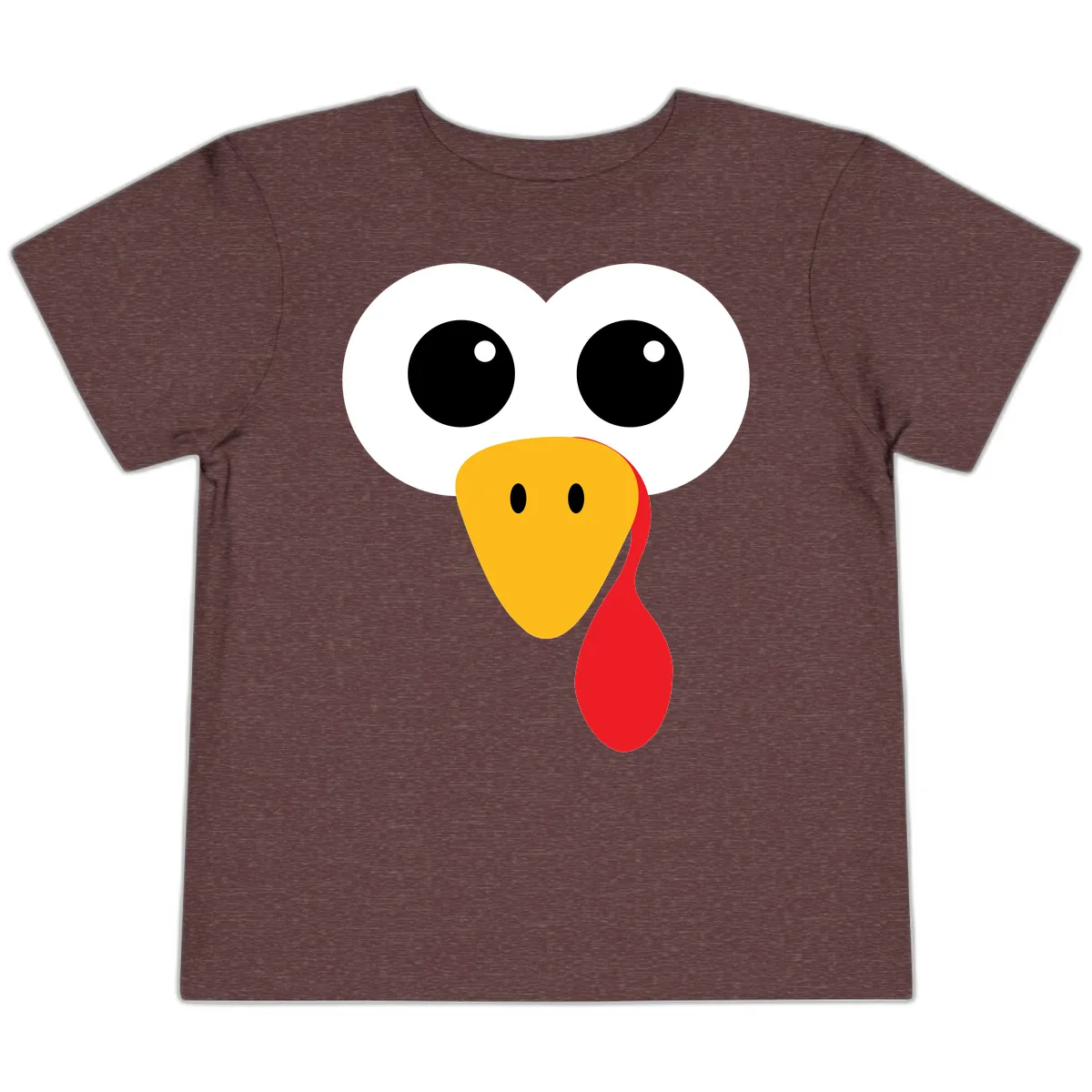 Funny Turkey Face Thanksgiving Design Toddler T-Shirt in Heather Maroon