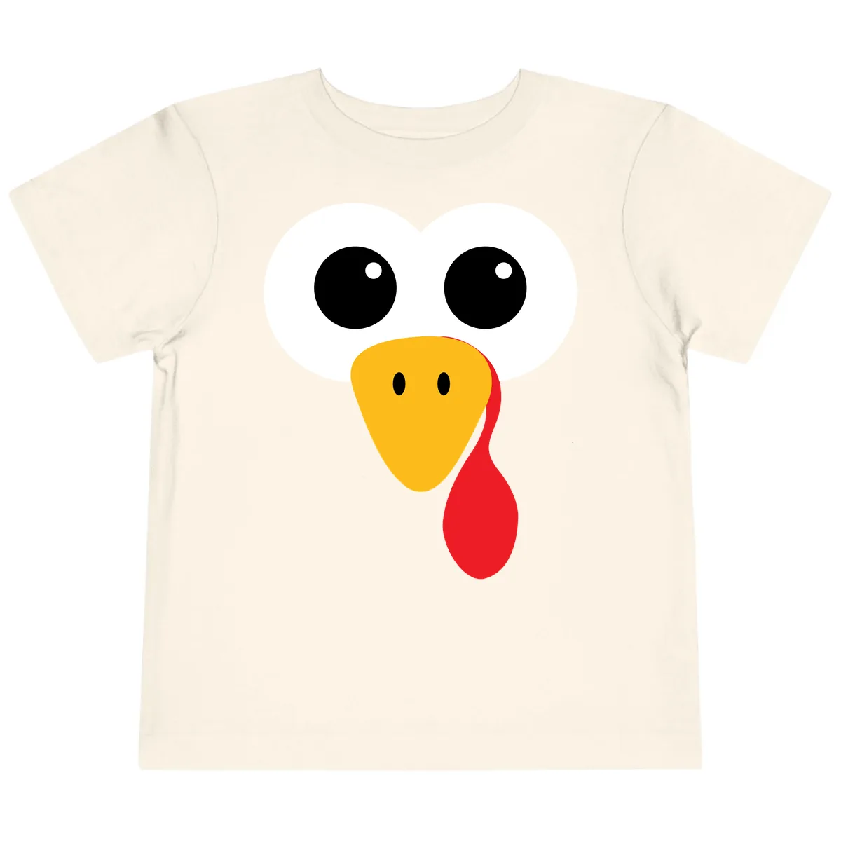 Funny Turkey Face Thanksgiving Design Toddler T-Shirt in Natural