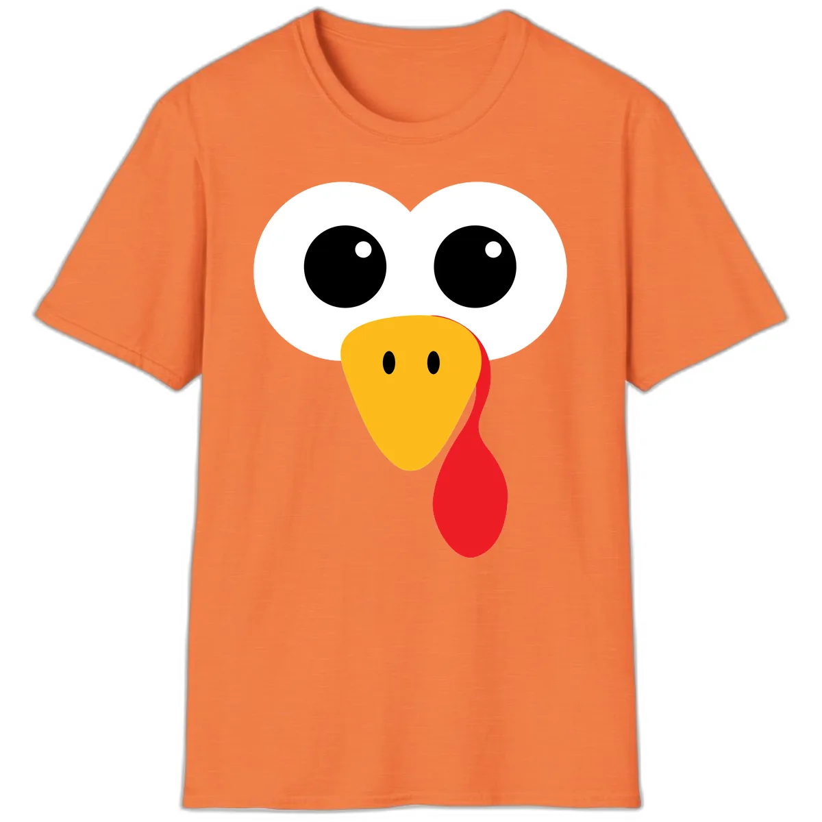 Funny Turkey Face Thanksgiving Design T-Shirt in Heather Orange