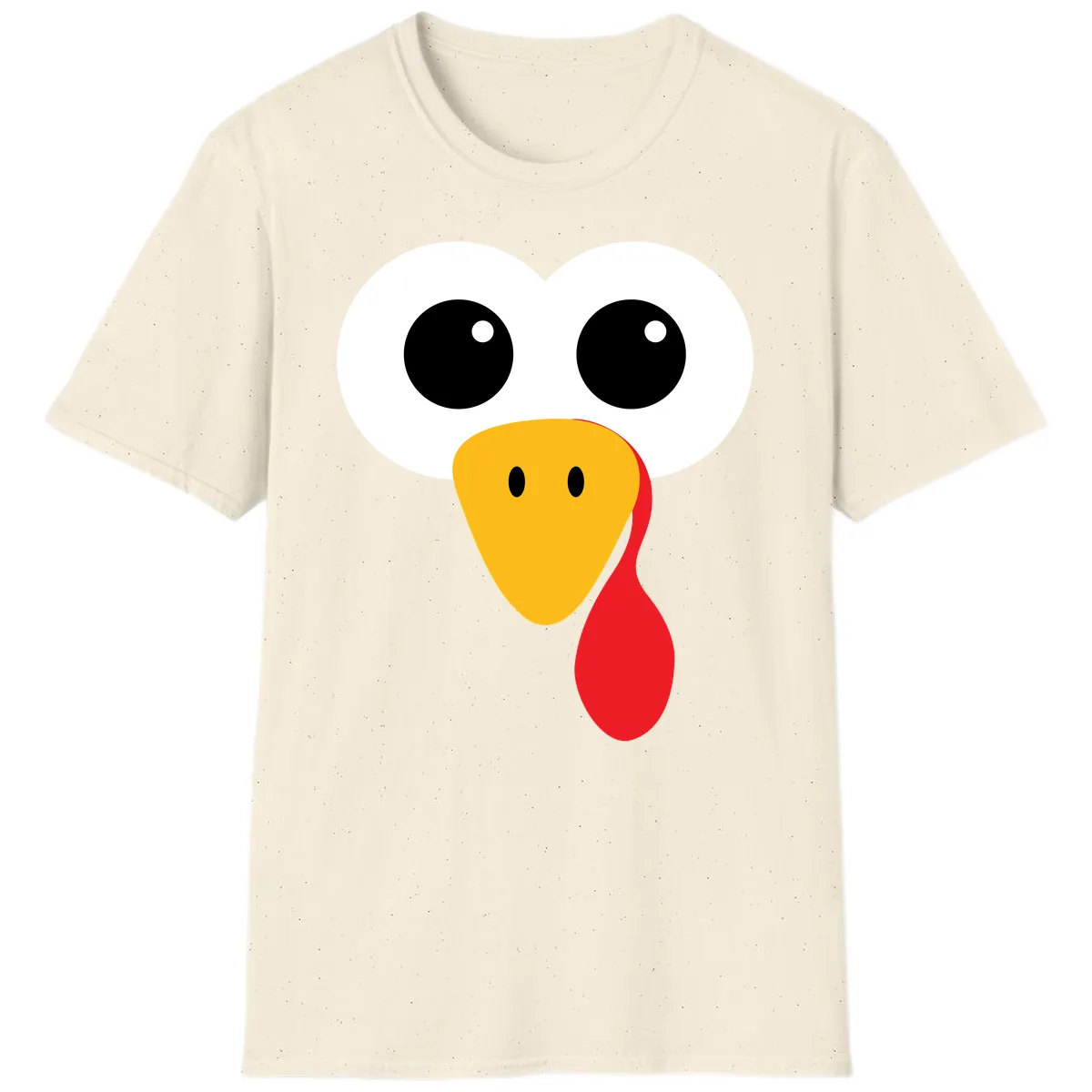 Funny Turkey Face Thanksgiving Design T-Shirt in Natural