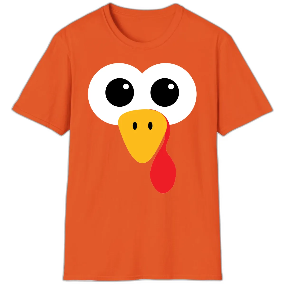Funny Turkey Face Thanksgiving Design T-Shirt in Orange