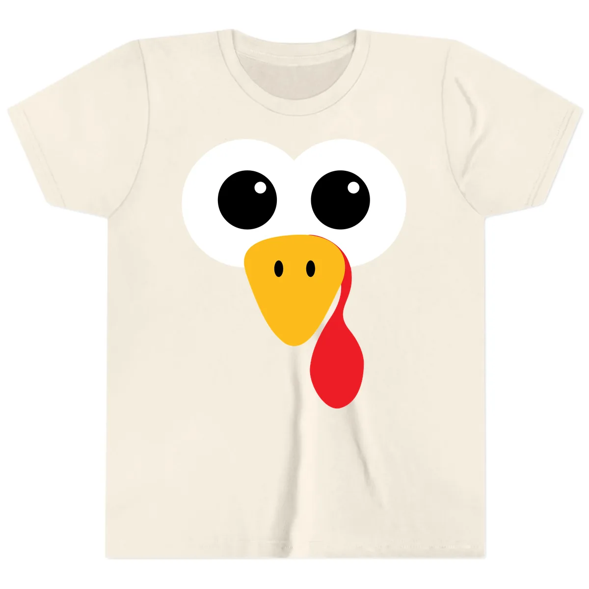 Funny Turkey Face Thanksgiving Design Youth T-Shirt in Natural