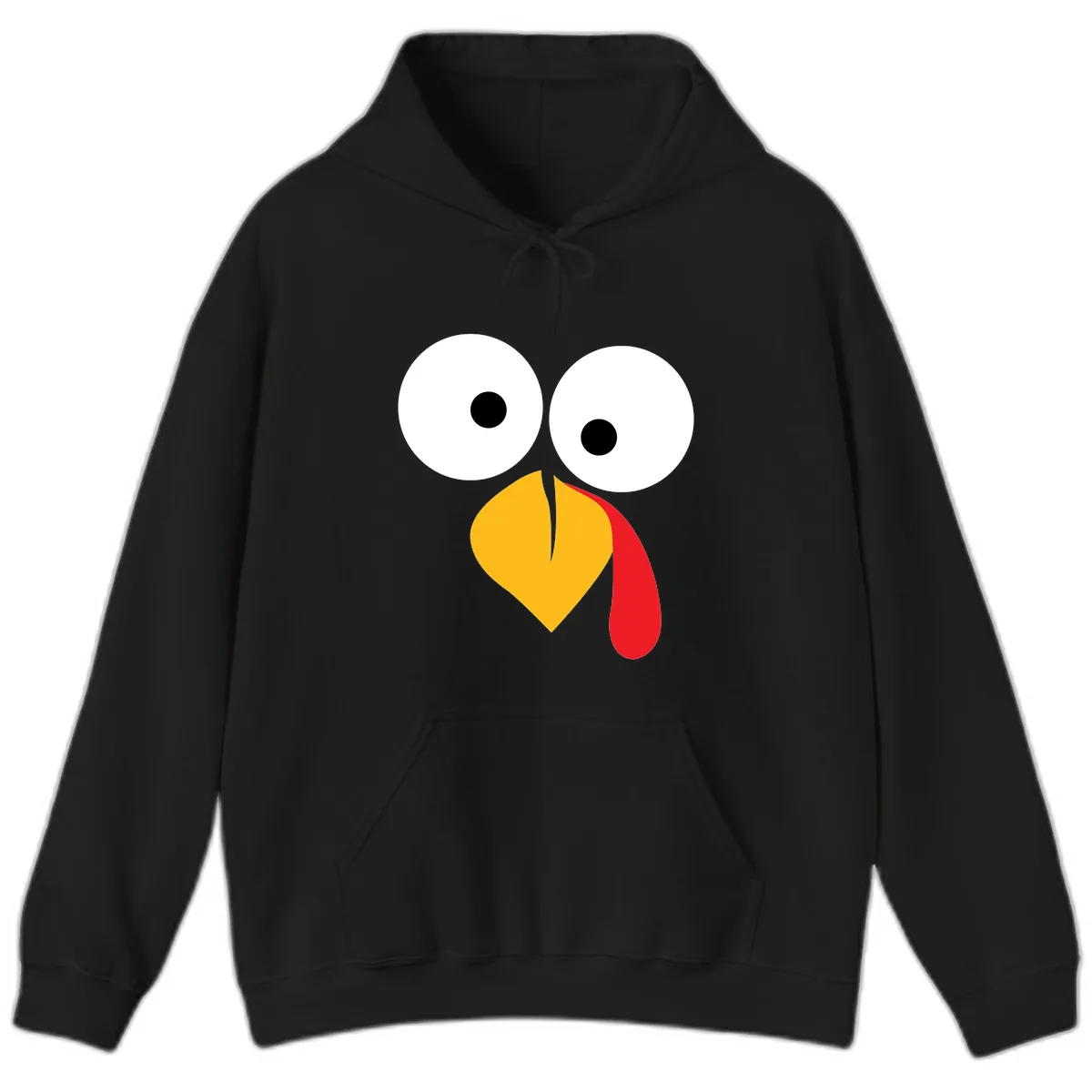 Googly Eyed Turkey Face Hoodie in Black