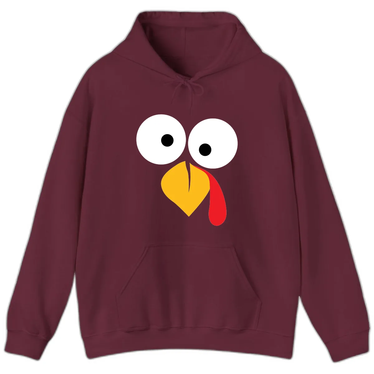 Googly Eyed Turkey Face Hoodie in Maroon