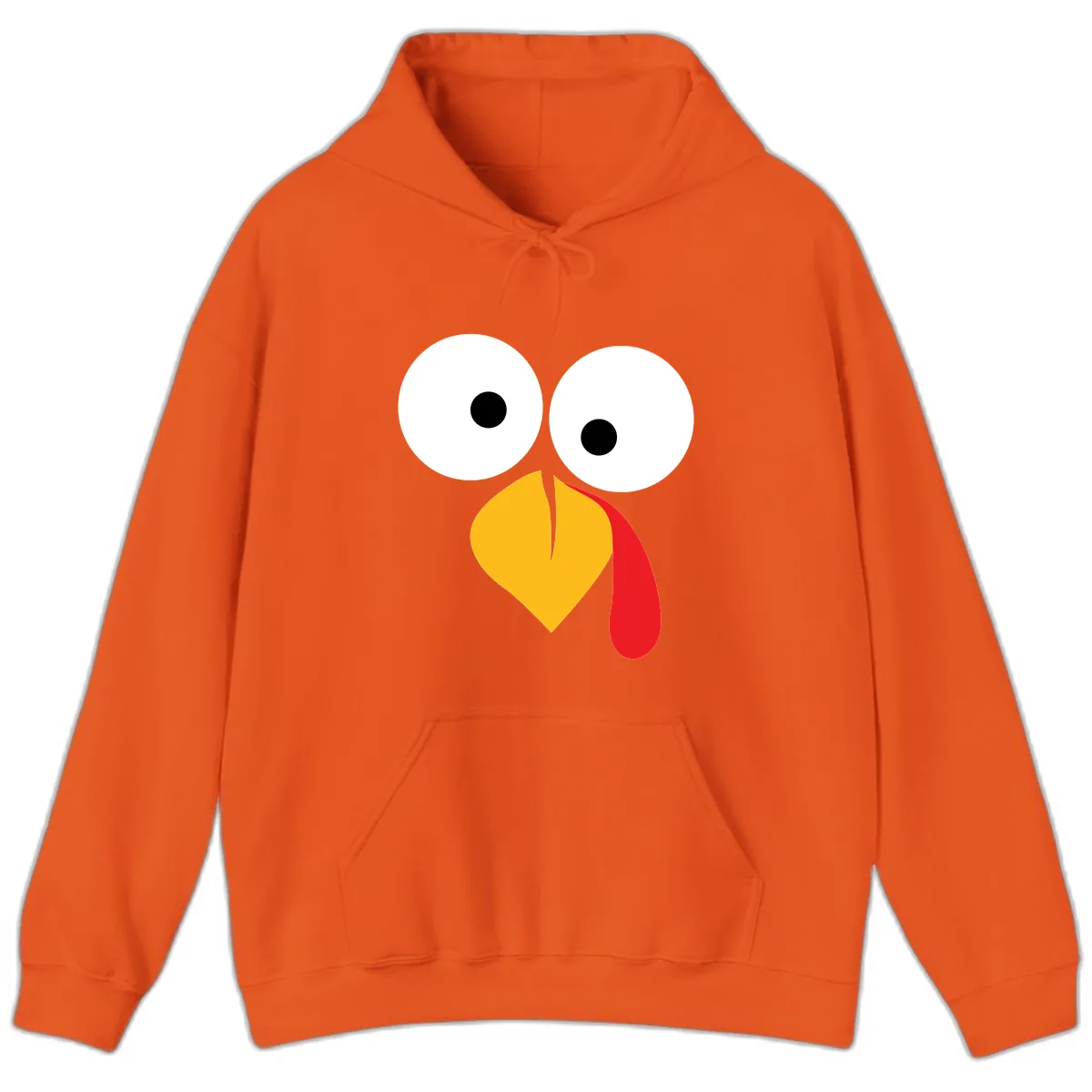 Googly Eyed Turkey Face Hoodie in Orange