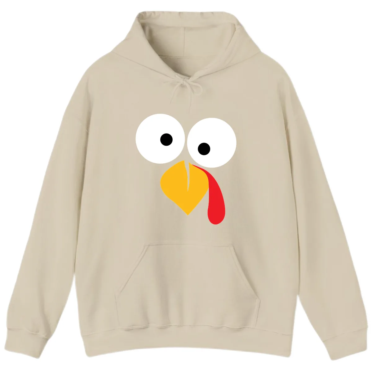 Googly Eyed Turkey Face Hoodie in Sand