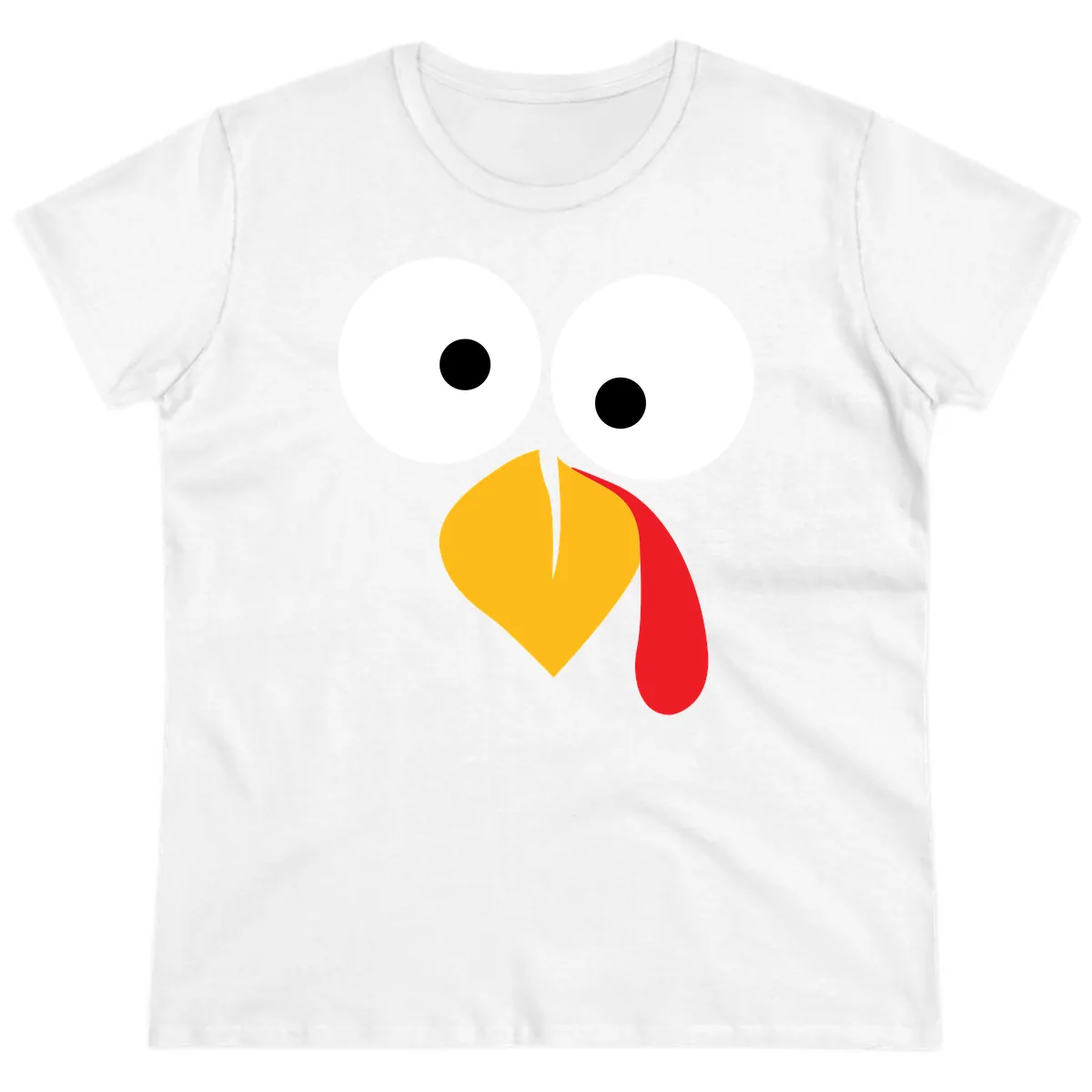 Googly Eyed Turkey Face Ladies Tee in White