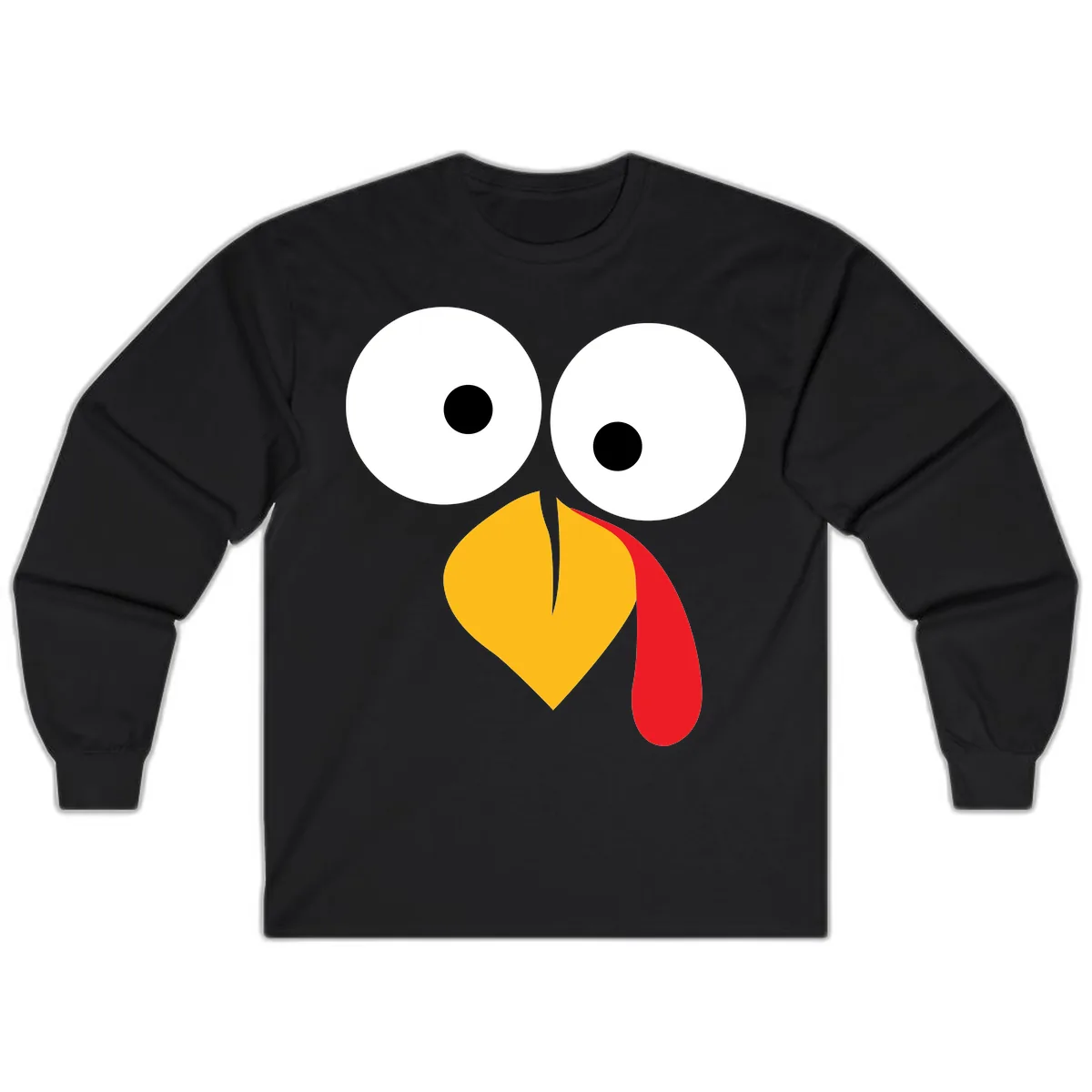 Googly Eyed Turkey Face Long Sleeve in Black