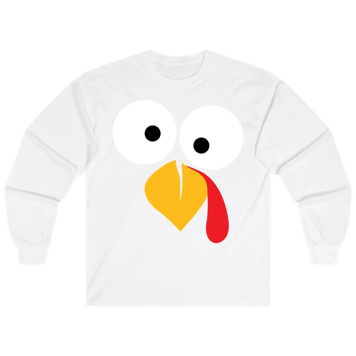 Googly Eyed Turkey Face Long Sleeve in White
