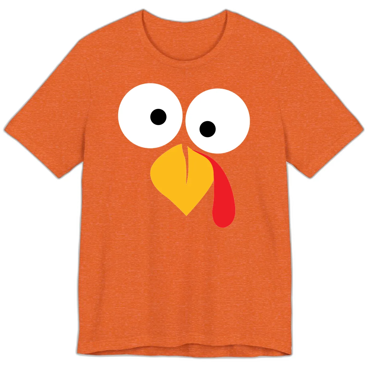 Googly Eyed Turkey Face Premium T-Shirt in Heather Orange