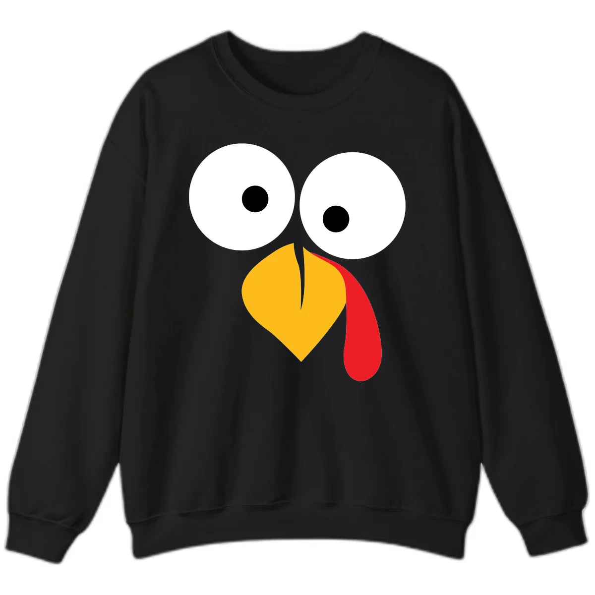 Googly Eyed Turkey Face Sweatshirt in Black