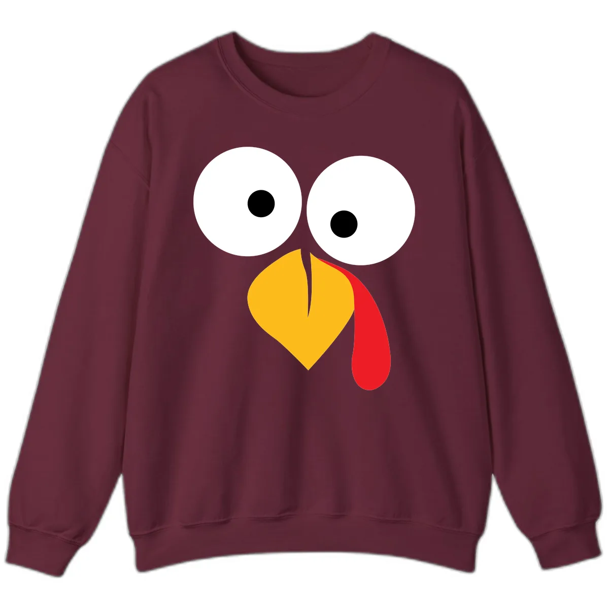 Googly Eyed Turkey Face Sweatshirt in Maroon