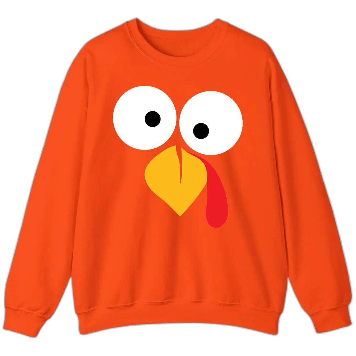 Googly Eyed Turkey Face Sweatshirt in Orange