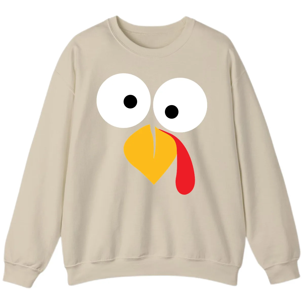 Googly Eyed Turkey Face Sweatshirt in Sand