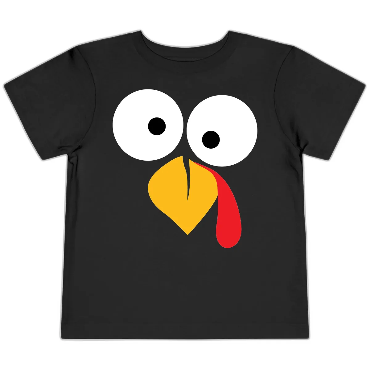 Googly Eyed Turkey Face Toddler T-Shirt in Black