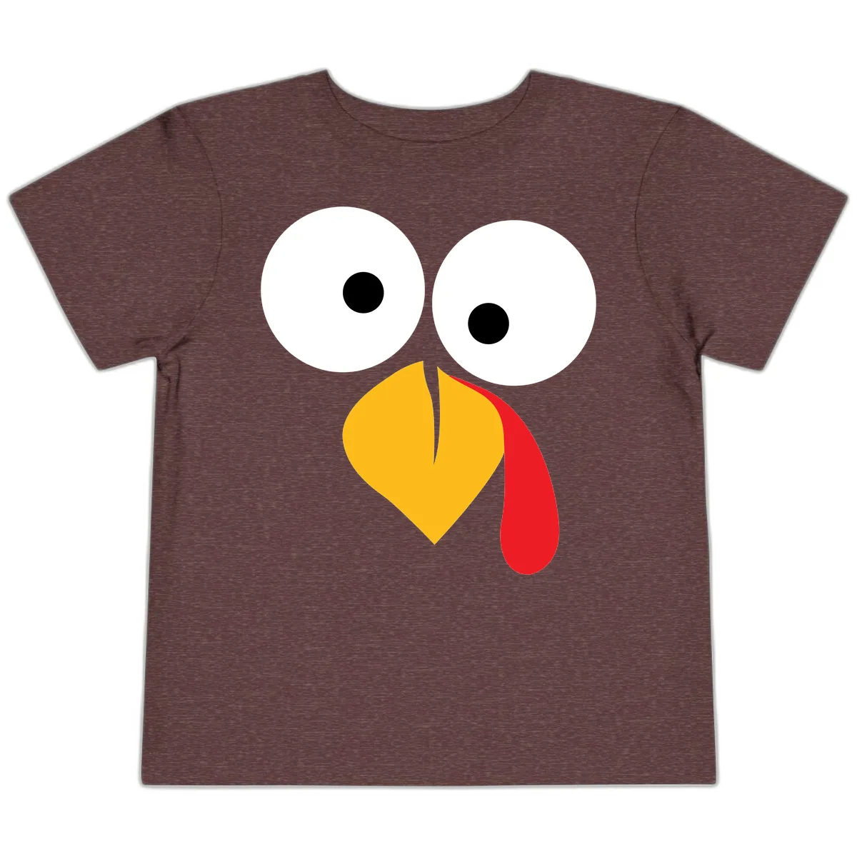 Googly Eyed Turkey Face Toddler T-Shirt in Heather Maroon