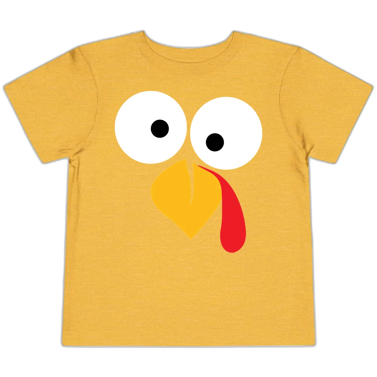 Googly Eyed Turkey Face Toddler T-Shirt in Heather Yellow Gold