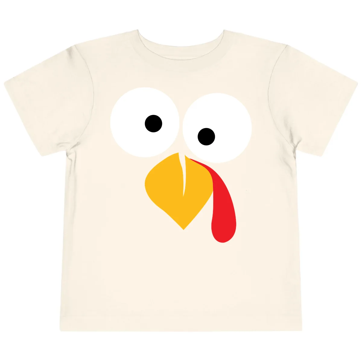 Googly Eyed Turkey Face Toddler T-Shirt in Natural