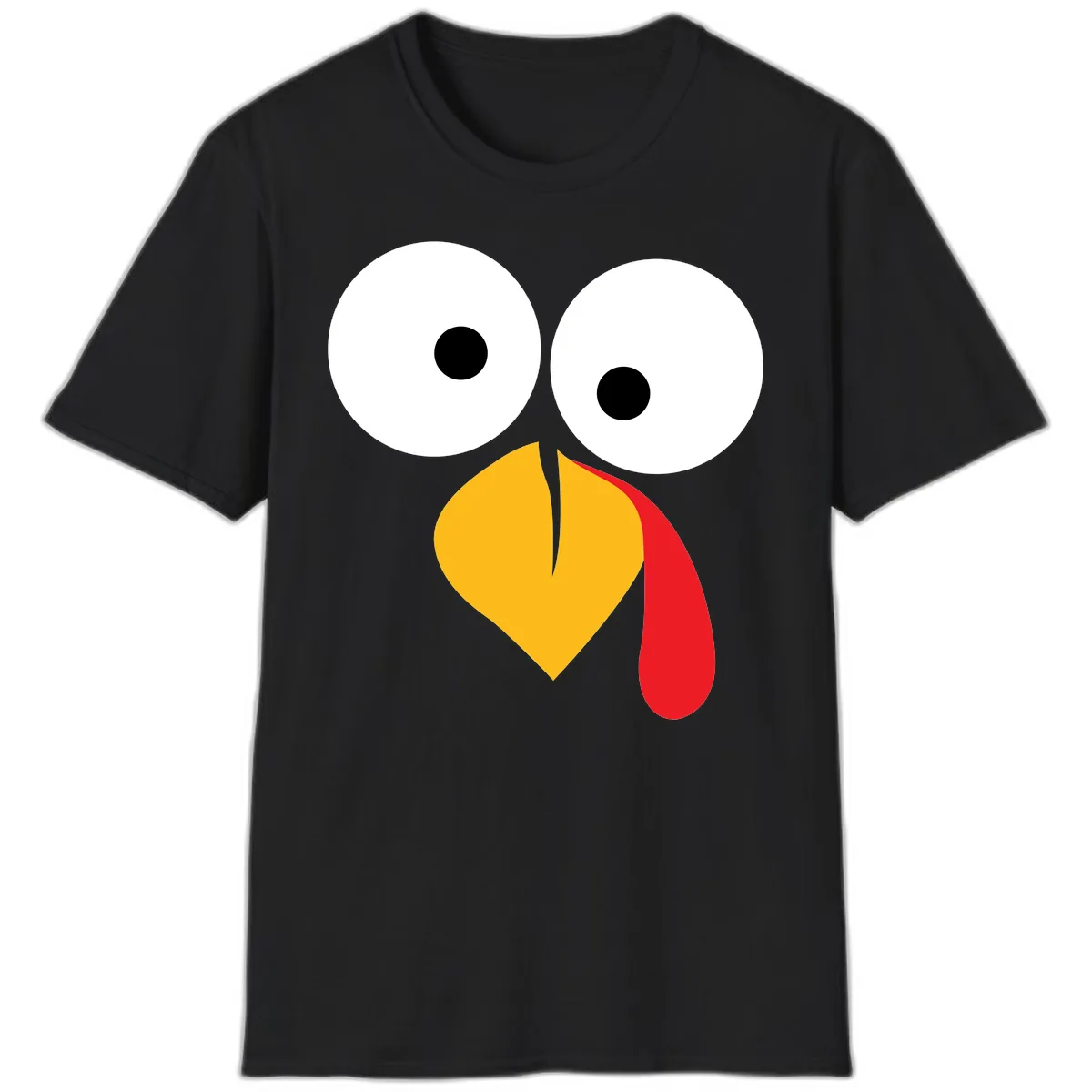 Googly Eyed Turkey Face T-Shirt in Black