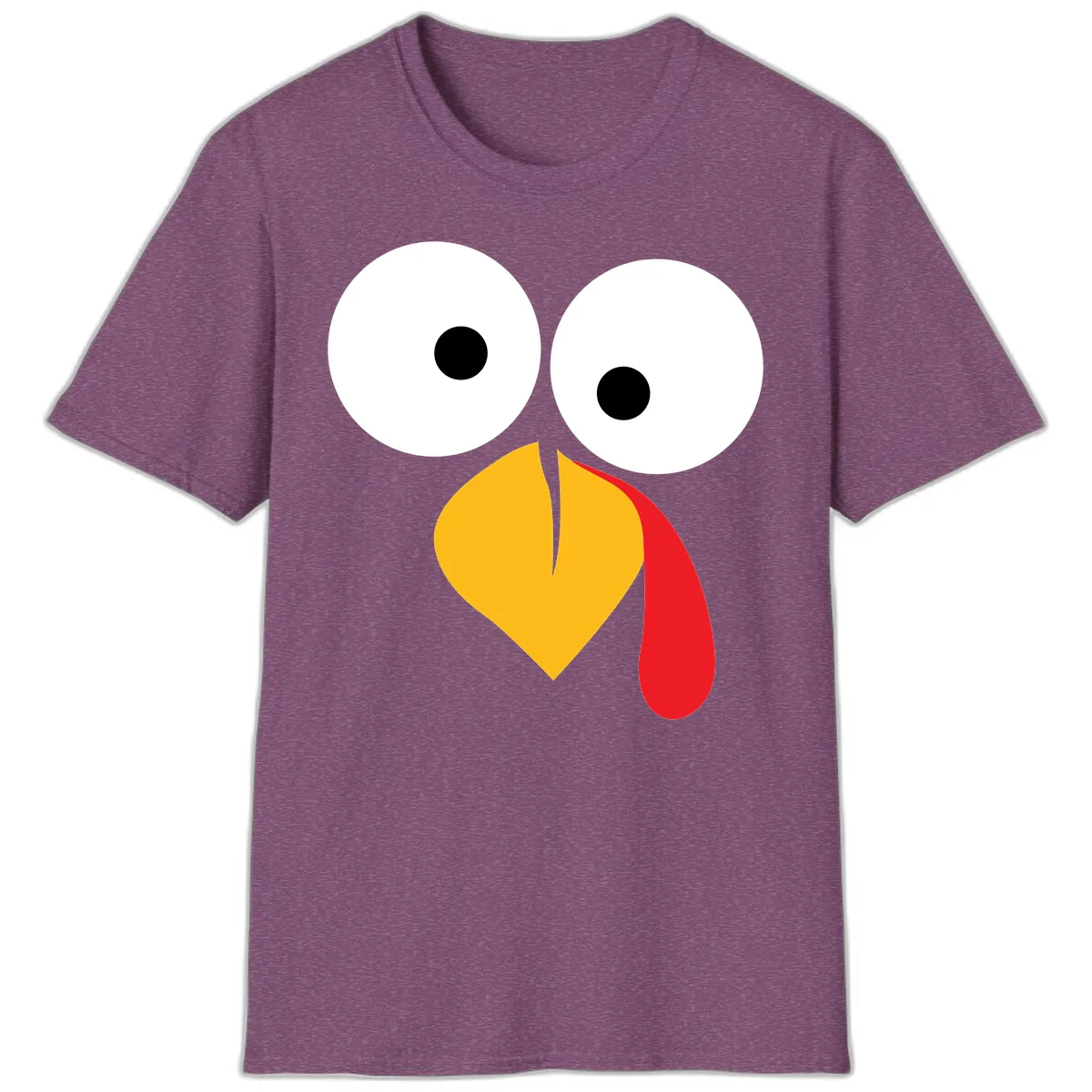 Googly Eyed Turkey Face T-Shirt in Heather Maroon
