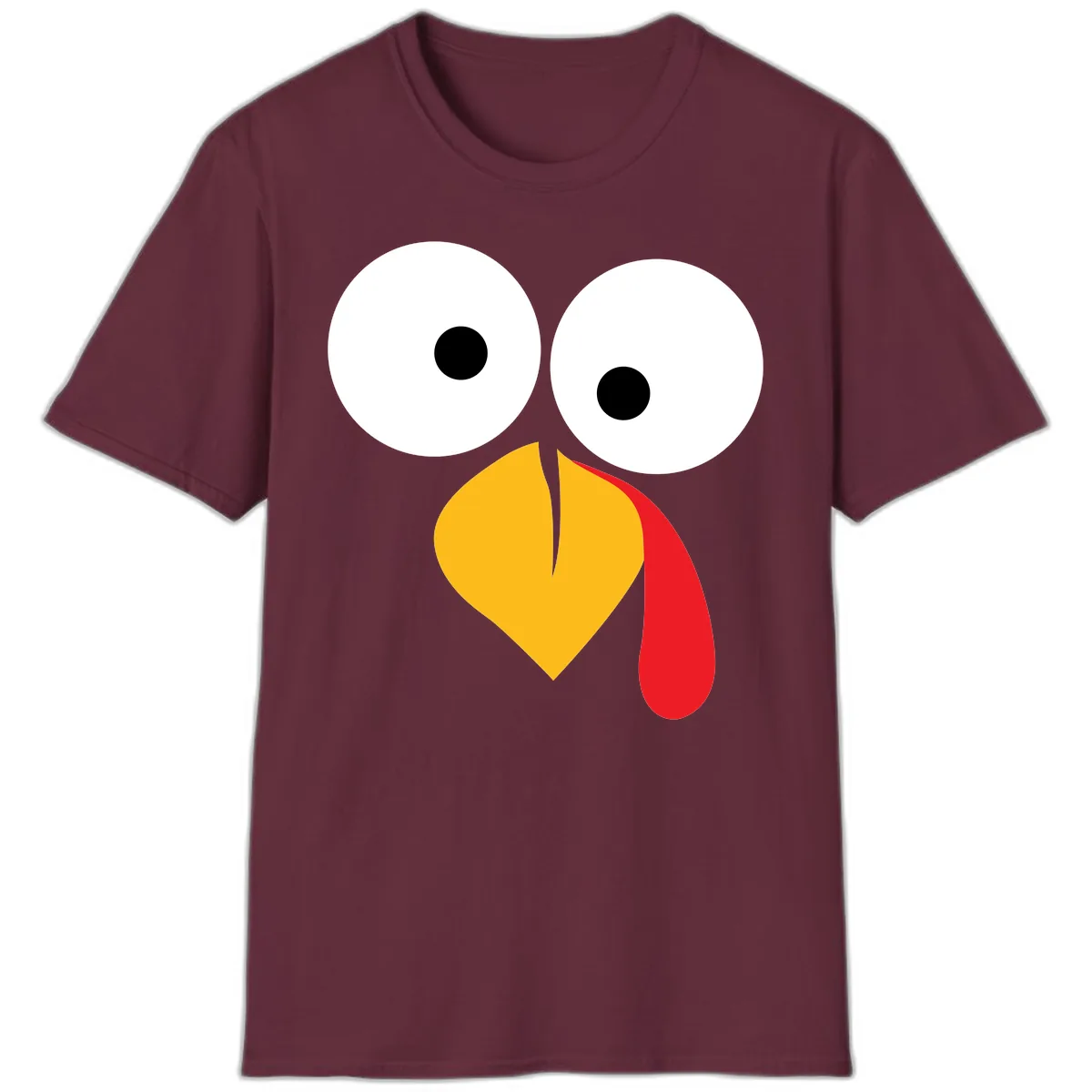 Googly Eyed Turkey Face T-Shirt in Maroon