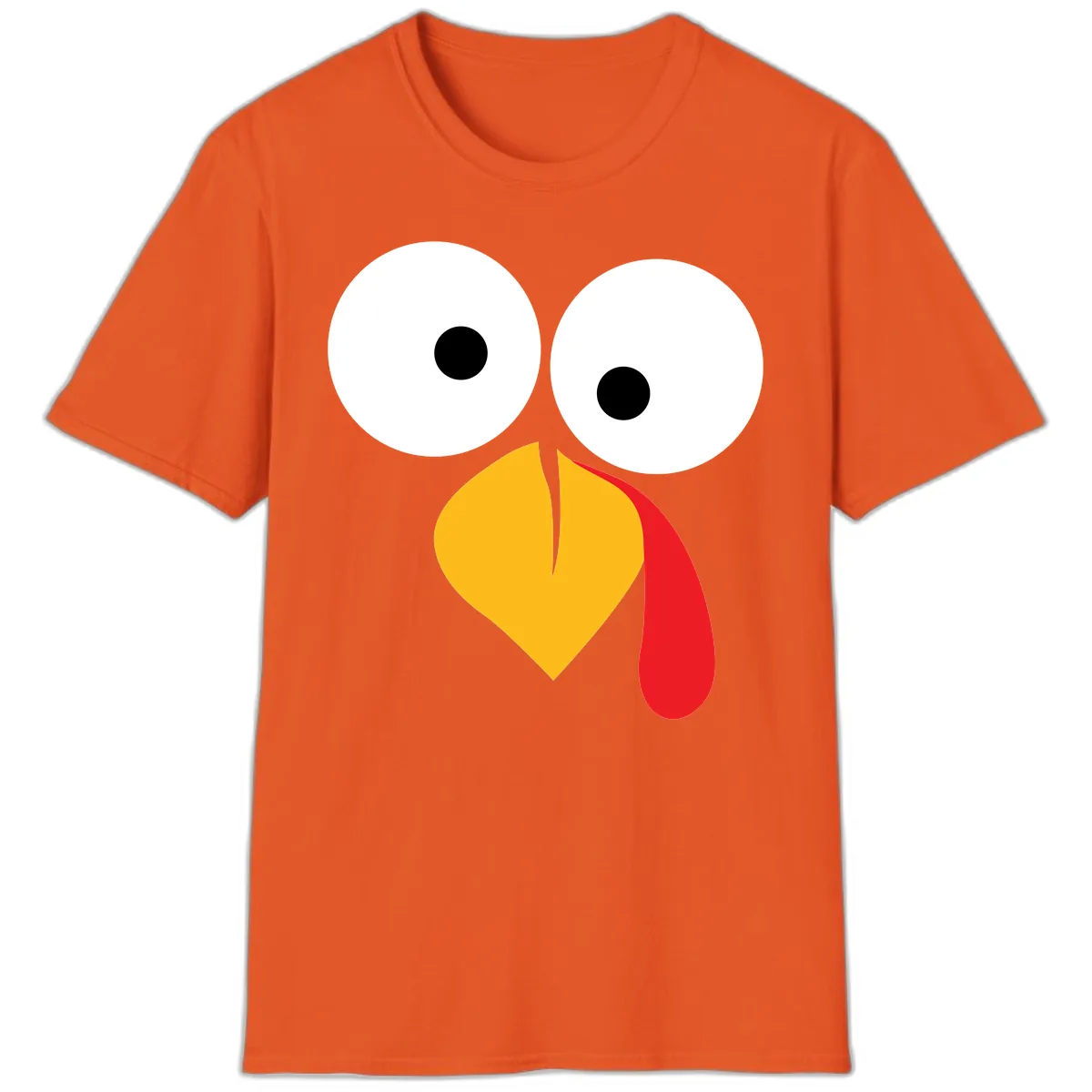 Googly Eyed Turkey Face T-Shirt in Orange