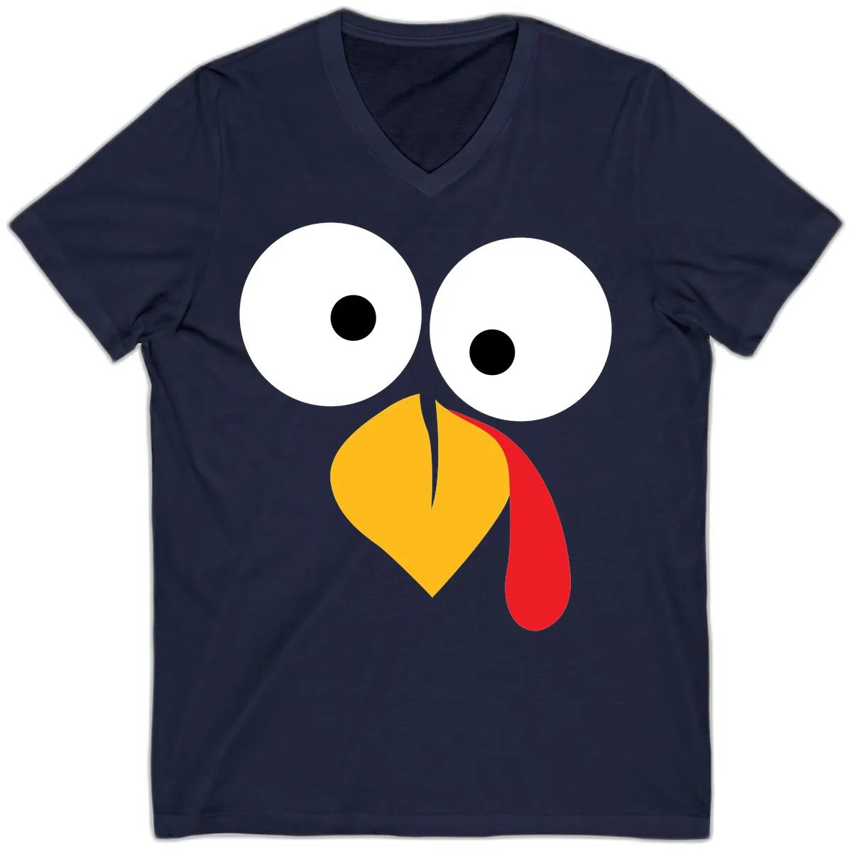 Googly Eyed Turkey Face V-Neck in Navy