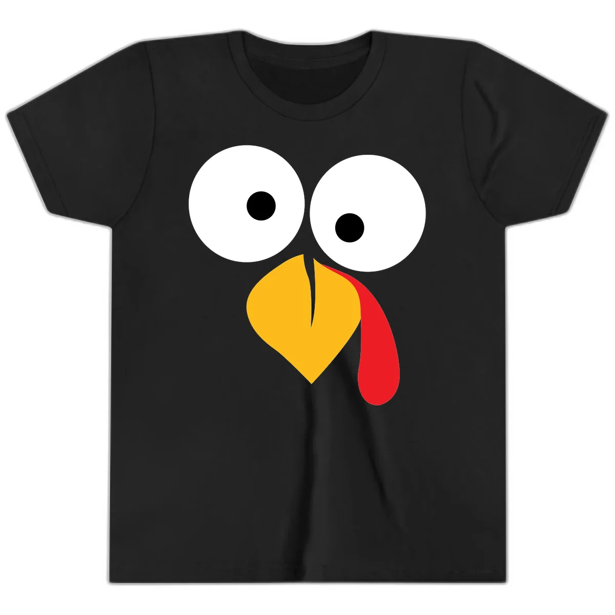 Googly Eyed Turkey Face Youth T-Shirt in Black