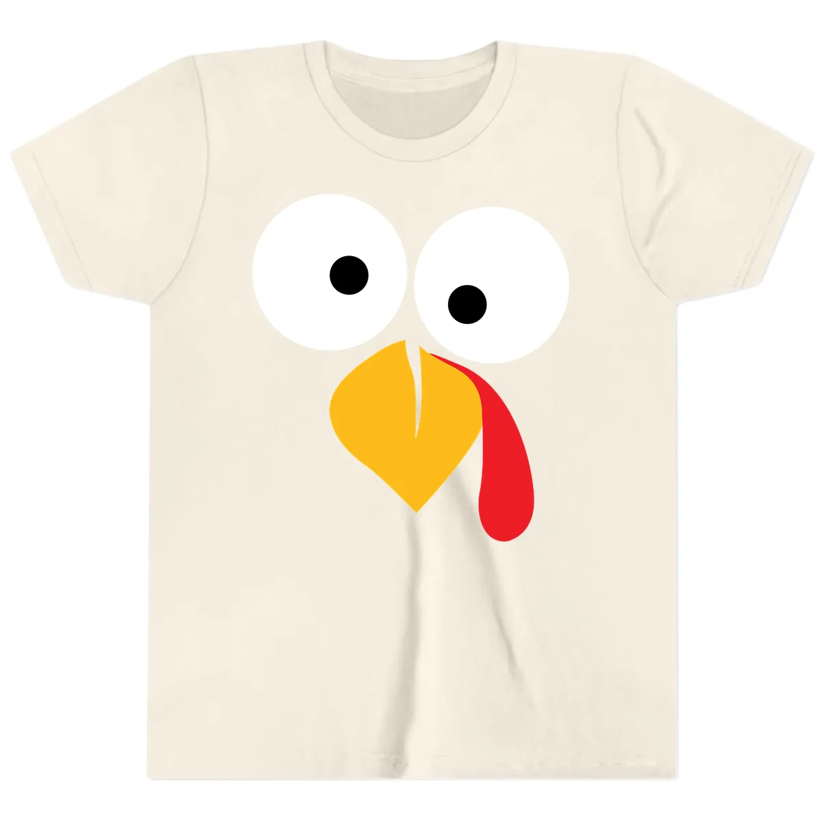 Googly Eyed Turkey Face Youth T-Shirt in Natural