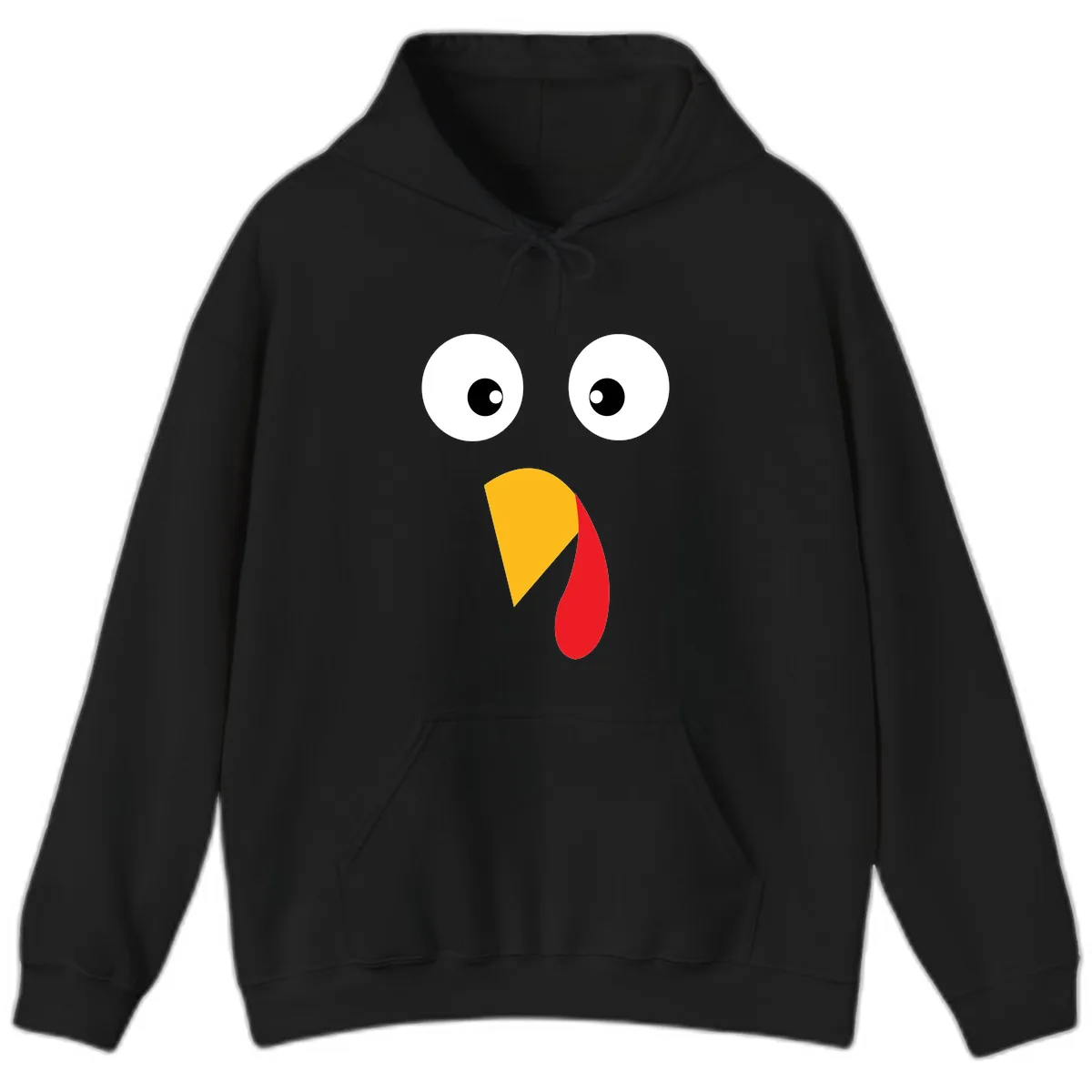 Googly Eyed Turkey Face Hoodie in Black