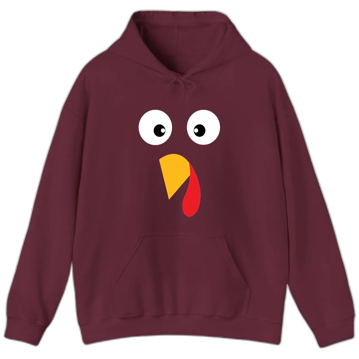 Googly Eyed Turkey Face Hoodie in Maroon