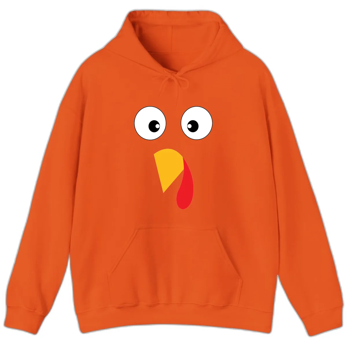 Googly Eyed Turkey Face Hoodie in Orange