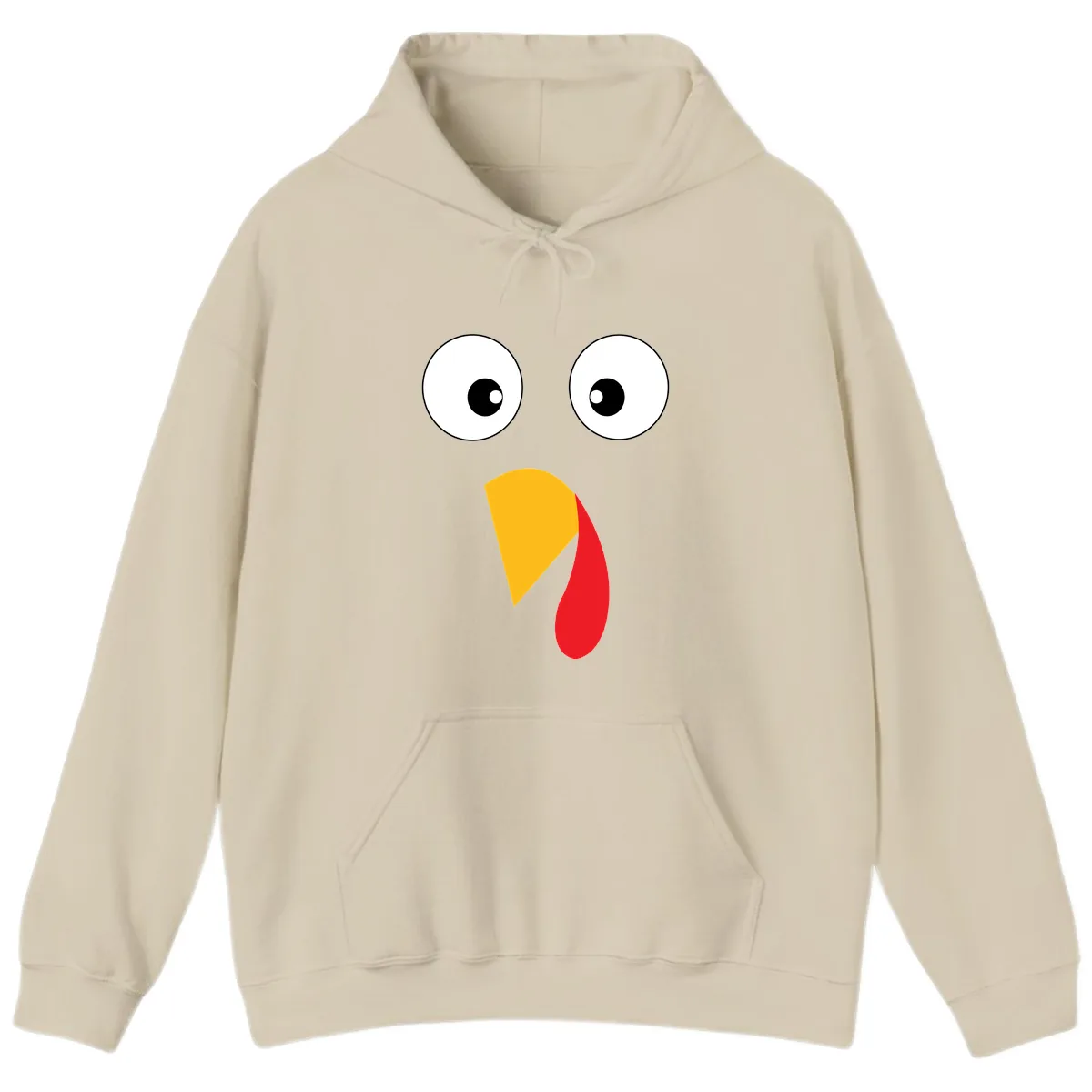 Googly Eyed Turkey Face Hoodie in Sand
