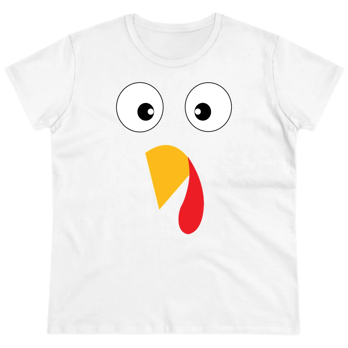 Googly Eyed Turkey Face Ladies Tee in White