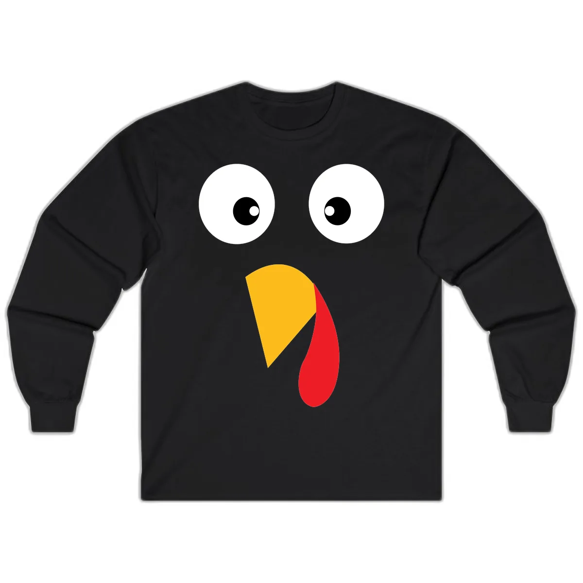 Googly Eyed Turkey Face Long Sleeve in Black