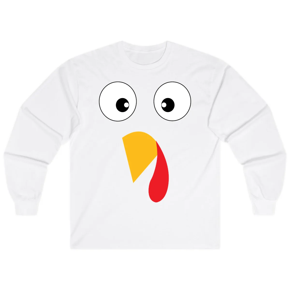 Googly Eyed Turkey Face Long Sleeve in White