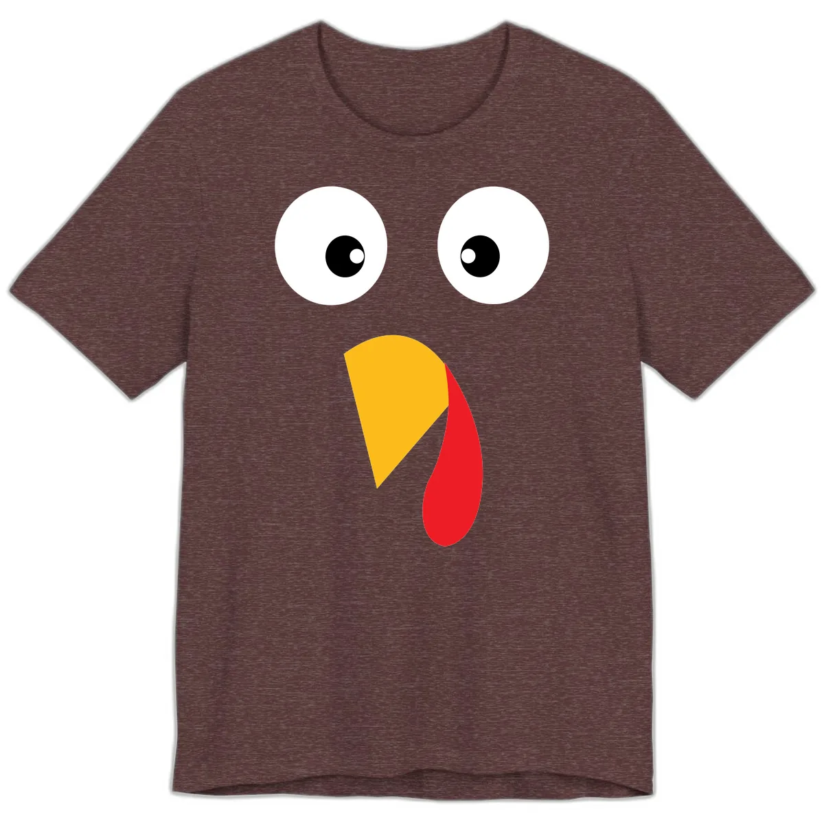 Googly Eyed Turkey Face Premium T-Shirt in Heather Maroon